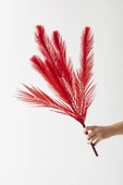 Güleç Yapay Çiçek Yapay Tüylü Palmiye Yaprağı 75 Cm 8 Dal Kırmızı thumbnail 3