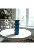 SEVMİNE Bohem Iskandinav 20 Cm Koyu Mavi Vazo | Hediyelik Zarif Modern Tasarım Trend Dekor thumbnail 1
