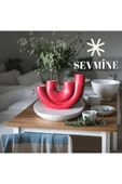 SEVMİNE Bohem Iskandinav Kırmızı Beton Dörtlü Mumluk | Hediyelik El Yapımı Modern Dekoratif Aksesuar - 1