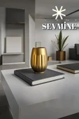 SEVMİNE Bohem Iskandinav Neva Gold Vazo 15 Cm | Hediyelik Modern Seramik Dekoratif Şık Tasarım thumbnail 3