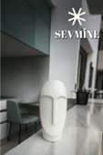 SEVMİNE İskandinav Tarzı Krem Uzun Yüz Long Face Vazo 21 Cm thumbnail 2