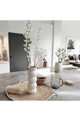 SEVMİNE Bohem Iskandinav Beyaz Küresel Vazo Zarif Trend Hediyelik Dekor 20cm thumbnail 3