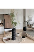 SEVMİNE Sade Siyah Zarif Bohem Iskandinav Tarzı Beton Vazo | Trend Dekoratif 20 Cm thumbnail 2