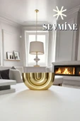 SEVMİNE Modern Tasarım 5 Li Beton Mumluk - Şık Tasarım Dekoratif Mumluk (17X9.5X4 CM) - Gold thumbnail 3