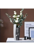 SEVMİNE Bohem Iskandinav Antrasit Tek Yüz Beton Vazo 31 Cm | Hediyelik Modern Şık Tasarım - 1