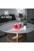 SEVMİNE Bohem Iskandinav Kan Kırmızı Beton Mumluk | Hediyelik El Yapımı Zarif Ikili Dekoratif Aksesuar thumbnail 1