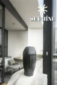 SEVMİNE İskandinav Tarzı Siyah Uzun Yüz Long Face Vazo 21 Cm - 2