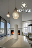 SEVMİNE İskandinav Tarzı Bohem Çizgili Kırık Beyaz Vazo 18 cm - 3