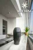 SEVMİNE İskandinav Tarzı Siyah Uzun Yüz Long Face Vazo 21 Cm - 1