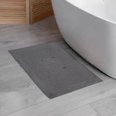 Homedius Banyo Çiçekli Pamuklu Ayak Havlusu 50x70cm Antrasit 2'li - 3