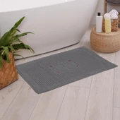 Homedius Banyo Çiçekli Pamuklu Ayak Havlusu 50x70cm Antrasit 2'li - 4