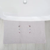 Homedius Banyo Çiçekli Pamuklu Ayak Havlusu 50x70cm Beyaz 2'li - 4