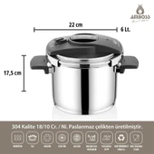 Amboss ENİ-8675 Enio Matik 22 cm 6 lt Düdüklü Tencere - 1