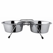 EuroDog Ayaklı İkili Metal Köpek Mama Su Kabı 2x500 Ml 16,5 Cm - 1