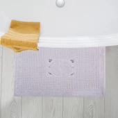 Homedius Banyo Çiçekli Pamuklu Ayak Havlusu 50x70cm Gri 2'li - 4