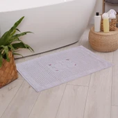 Homedius Banyo Çiçekli Pamuklu Ayak Havlusu 50x70cm Gri 2'li - 3