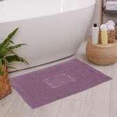 Homedius Banyo Çiçekli Pamuklu Ayak Havlusu 50x70cm Mor 2'li - 3