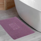 Homedius Banyo Çiçekli Pamuklu Ayak Havlusu 50x70cm Mor 2'li - 2
