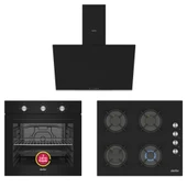 Simfer 4 Fonksiyon Trend Mekanik Siyah Cam 3'lü Ankastre Set (8254 Fırın - 3046 Ocak - 8727 Davlumbaz) thumbnail 2