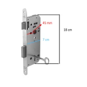 Oda Kapı PVC Kapı Ahşap Kapı WC Banyo Gömme Kilit Gövde Kilidi Silindirsiz Barelsiz Anahtarlı 45 mm - 3