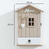 Porsima 2071 Duvara Montajlı Çekmeceli Dekoratif Anahtarlık Dolabı - Duvar Askılı Anahtar Saklama Kabini 18X33cm - 4