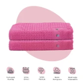 Homedius Banyo Çiçekli Pamuklu Ayak Havlusu 50x70cm Pembe 2'li - 1