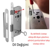 Oda Kapı PVC Kapı Ahşap Kapı WC Banyo Gömme Kilit Gövde Kilidi Silindirsiz Barelsiz Anahtarlı 45 mm - 2