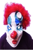 Kırmızı Renk Afro Bonus Peruklu Palyaço Lateks Et Maske - 1