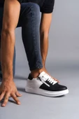 ET155 Warrior Bağcıklı ve Fermuarlı Cilt Erkek Günlük Sneaker Ayakkabı BT - Beyaz/Siyah thumbnail 2