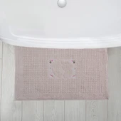 Homedius Banyo Çiçekli Pamuklu Ayak Havlusu 50x70cm Sütlü Kahve 2'li - 4