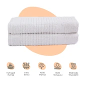 Homedius Banyo Kareli Ayak Desenli Pamuk Ayak Havlusu 50x70cm Beyaz 2’li - 1