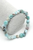 Larimar Doğal Taş Bileklik 6 x 8 mm Özel Kesim thumbnail 1