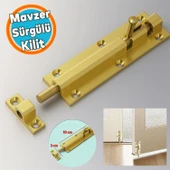 Metal Mavzer Sürgü Kilit Vidalı Kapı Pencere İç Dış Dolap Kilidi Sürgüsü Emniyet Mandalı Pirinç Renk thumbnail 1