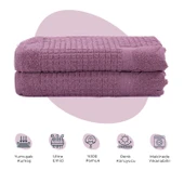 Homedius Banyo Kareli Ayak Desenli Pamuk Ayak Havlusu 50x70cm Mor 2’li - 1
