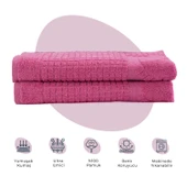 Homedius Banyo Kareli Ayak Desenli Pamuk Ayak Havlusu 50x70cm Pembe 2’li - 1