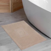 Homedius Banyo Kareli Ayak Desenli Pamuk Ayak Havlusu 50x70cm Sütlü Kahve 2’li - 2