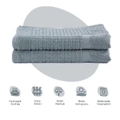 Homedius Banyo Kareli Ayak Desenli Pamuk Ayak Havlusu 50x70cm Yeşil 2’li - 1