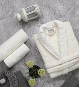 ROXY KREM/ANTRASİT AİLE BORNOZ SETİ - 2
