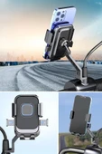 360 Derece Dikiz Aynası Versiyonu Telefon Tutucu Motor,Motosiklet,Bisiklet ,Scooter  Uyumlu - 4