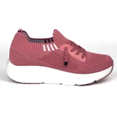Kadın Gül Kurusu Çok Hafif Triko Günlük Rahat Ortopedik Terletmeyen Spor Sneaker Ayakkabı - 4