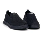 Erkek Siyah Çok Hafif Triko Bağcıksız Esnek Hafif Günlük Casual Sneaker Spor Ayakkabı - 1