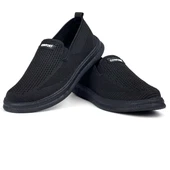 Erkek Siyah Çok Hafif Triko Bağcıksız Esnek Hafif Günlük Casual Sneaker Spor Ayakkabı - 2