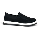 Erkek Siyah Beyaz Çok Hafif Triko Bağcıksız Esnek Hafif Günlük Casual Sneaker Spor Ayakkabı - 4