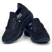 Kadın Siyah Çok Hafif Triko Günlük Rahat Ortopedik Terletmeyen Spor Sneaker Ayakkabı - 2