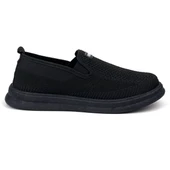 Erkek Siyah Çok Hafif Triko Bağcıksız Esnek Hafif Günlük Casual Sneaker Spor Ayakkabı - 4