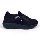 Kadın Siyah Çok Hafif Triko Günlük Rahat Ortopedik Terletmeyen Spor Sneaker Ayakkabı - 4