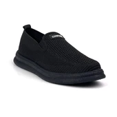 Erkek Siyah Çok Hafif Triko Bağcıksız Esnek Hafif Günlük Casual Sneaker Spor Ayakkabı - 3