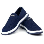 Erkek Lacivert Çok Hafif Triko Bağcıksız Esnek Hafif Günlük Casual Sneaker Spor Ayakkabı - 4