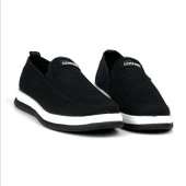 Erkek Siyah Beyaz Çok Hafif Triko Bağcıksız Esnek Hafif Günlük Casual Sneaker Spor Ayakkabı thumbnail 3