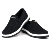 Erkek Siyah Beyaz Çok Hafif Triko Bağcıksız Esnek Hafif Günlük Casual Sneaker Spor Ayakkabı thumbnail 4